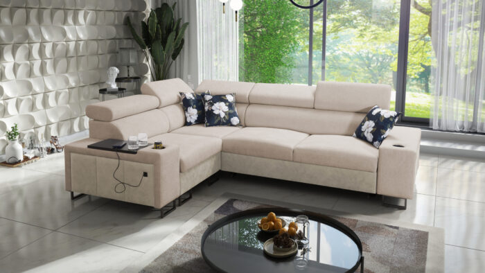 Luxuriöses Ecksofa mit Schlaffunktion MELODY II, für jede Einrichtung