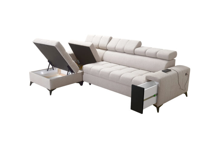 Elegantes Ecksofa mit modischer Steppung und Schlaffunktion GRECO I MINI
