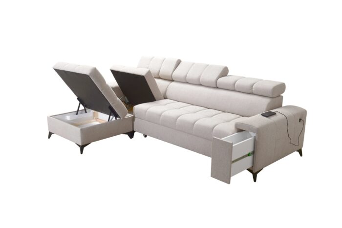 Elegantes Ecksofa mit modischer Steppung und Schlaffunktion GRECO I MAXI