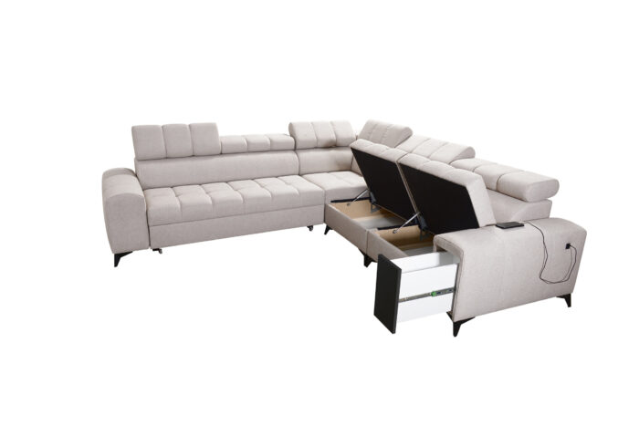 Designer-Ecksofa mit Schlaffunktion und Bar GRECO III