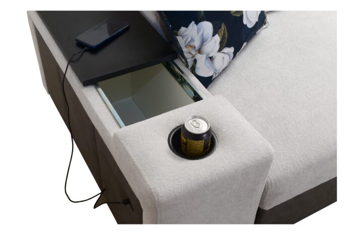 Luxuriöses, komfortables, modernes Ecksofa MELODY I MINI mit Usb und Regal