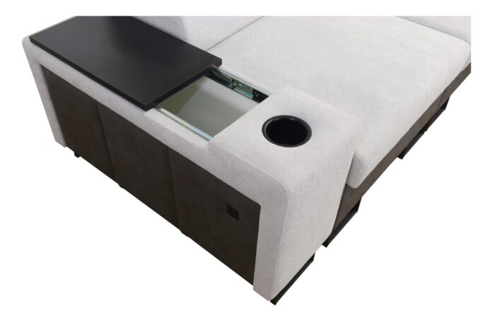 Luxuriöses, komfortables, modernes Ecksofa MELODY I MINI mit Usb und Regal