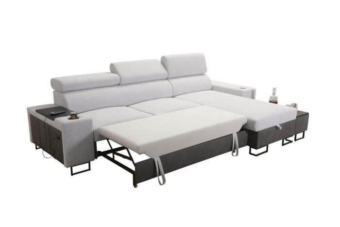 Luxuriöses, komfortables, modernes Ecksofa MELODY I MINI mit Usb und Regal