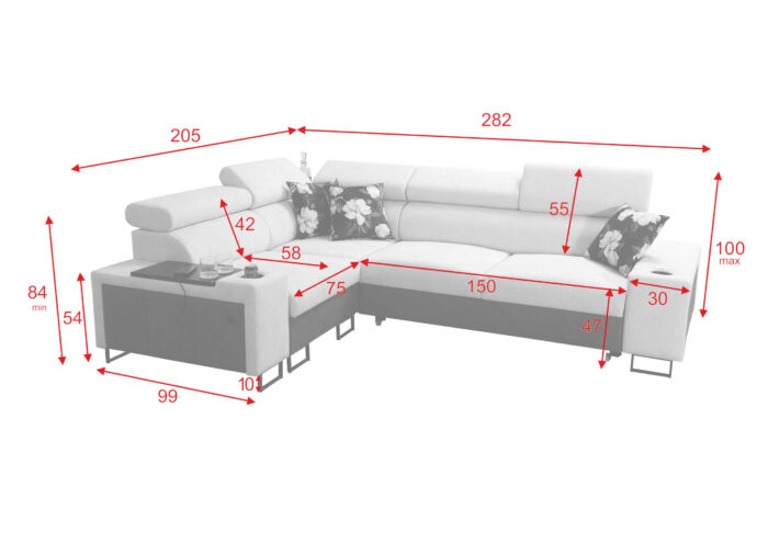 Luxuriöses Ecksofa mit Schlaffunktion MELODY II, für jede Einrichtung