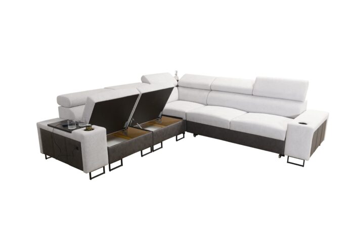 L-förmiges Ecksofa mit Schlaffunktion MELODY III, modern, luxuriös, mit Bar