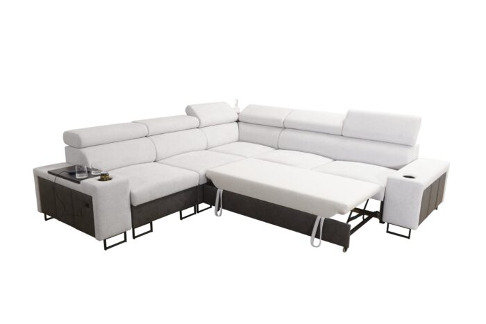 L-förmiges Ecksofa mit Schlaffunktion MELODY III, modern, luxuriös, mit Bar