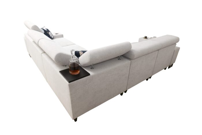L-förmiges Ecksofa mit Schlaffunktion MELODY III, modern, luxuriös, mit Bar