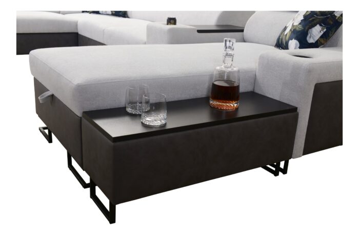 Großes Ecksofa für das Wohnzimmer mit Bar und Schlaffunktion MELODY IV MAXI