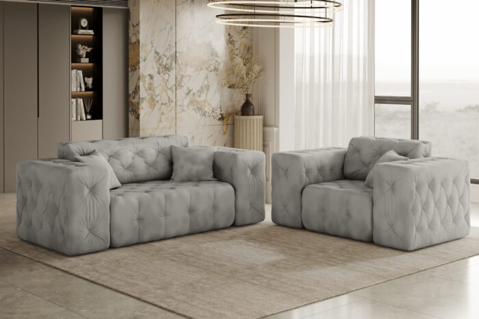 Lux 2+1 Sofagarnitur, elegant, klassisch, schick in elegantem Whisper Stoff