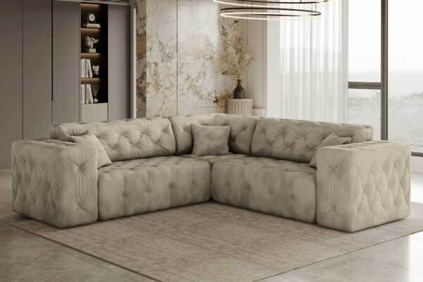 MODEST CORNER Whisper 1 (2) LUX Ecksofa, Corner, stark gesteppt in einem einzigartig weichen und eleganten Stoff Whisper