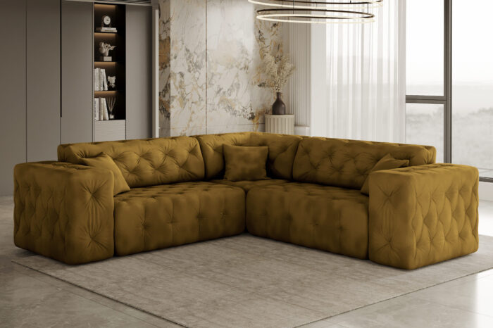 LUX Ecksofa, Corner, stark gesteppt in einem einzigartig weichen und eleganten Stoff Whisper