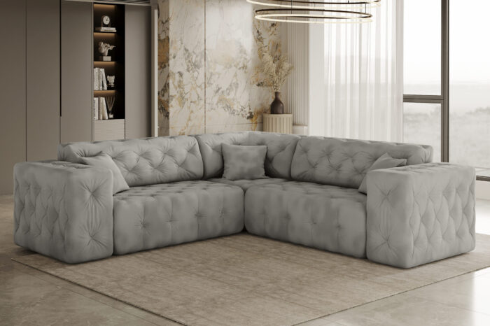 LUX Ecksofa, Corner, stark gesteppt in einem einzigartig weichen und eleganten Stoff Whisper