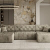 Freistehendes Ecksofa LUX, stark gesteppte U-Form, weicher, eleganter Stoff Whisper