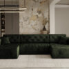 Freistehendes Ecksofa LUX, stark gesteppte U-Form, weicher, eleganter Stoff Whisper