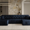Freistehendes Ecksofa LUX, stark gesteppte U-Form, weicher, eleganter Stoff Whisper