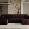 Freistehendes Ecksofa LUX, stark gesteppte U-Form, weicher, eleganter Stoff Whisper