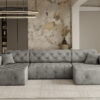 Freistehendes Ecksofa LUX, stark gesteppte U-Form, weicher, eleganter Stoff Whisper