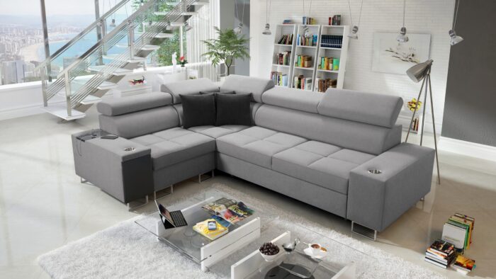 Elegantes Ecksofa mit Konsole und Ladegerät MORENA II