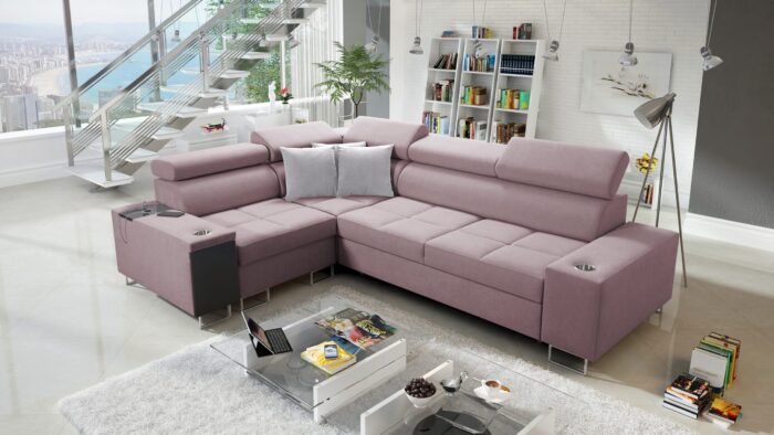 Elegantes Ecksofa mit Konsole und Ladegerät MORENA II