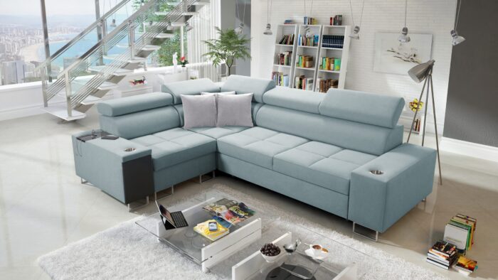 Elegantes Ecksofa mit Konsole und Ladegerät MORENA II