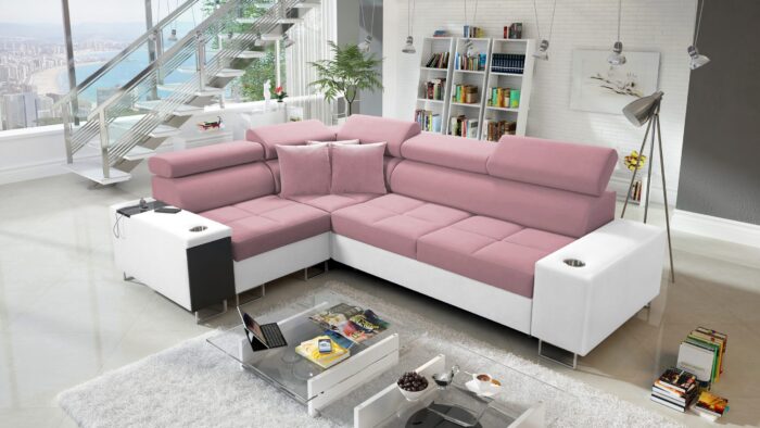 Elegantes Ecksofa mit Konsole und Ladegerät MORENA II