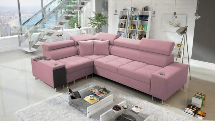 Elegantes Ecksofa mit Konsole und Ladegerät MORENA II