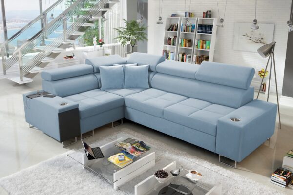 Elegantes Ecksofa mit Konsole und Ladegerät MORENA II