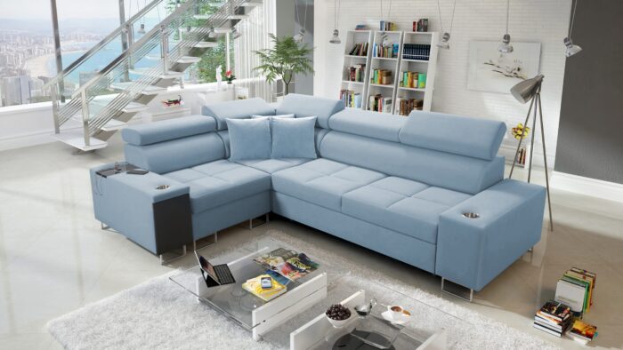 Elegantes Ecksofa mit Konsole und Ladegerät MORENA II