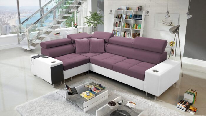 Elegantes Ecksofa mit Konsole und Ladegerät MORENA II