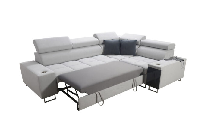 Elegantes Ecksofa mit Konsole und Ladegerät MORENA II