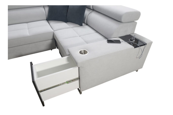 Elegantes Ecksofa mit Konsole und Ladegerät MORENA II