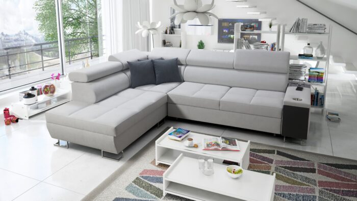 MORENA VII__NAROŻNIK UTTARIO VELVET 2973 + PODUSZKI UTTARIO VELVET 2970 L Multifunktionaler Eckschrank MORENA VII in einer breiten Farbpalette