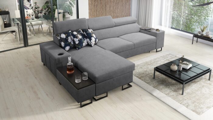 Luxuriöses, komfortables, modernes Ecksofa MELODY I MAXI mit Usb und Regal