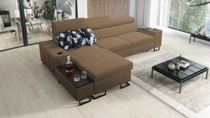 Luxuriöses, komfortables, modernes Ecksofa MELODY I MAXI mit Usb und Regal