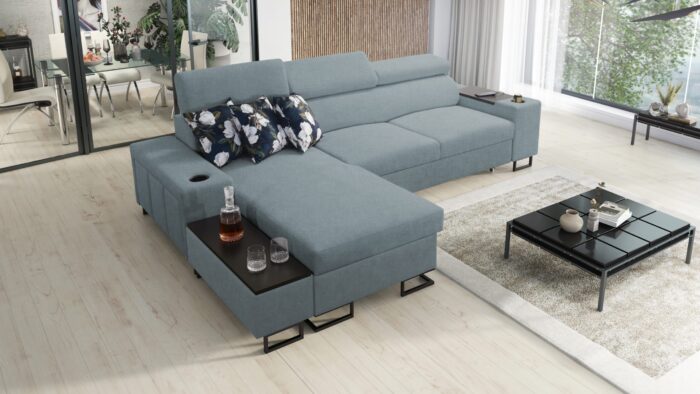 Luxuriöses, komfortables, modernes Ecksofa MELODY I MAXI mit Usb und Regal