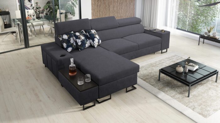 Luxuriöses, komfortables, modernes Ecksofa MELODY I MAXI mit Usb und Regal