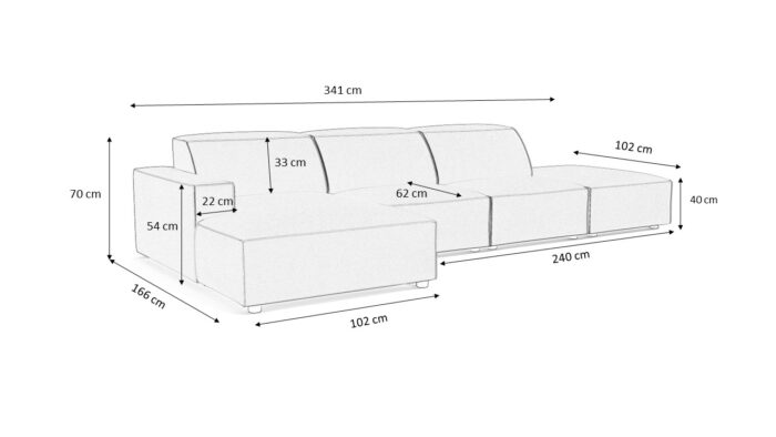Modulare große L-Ecke California round Stoff Luna/Cruse