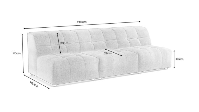 Elegantes 3-Sitzer-Sofa Bergamo Stoff Megan udn Bluvel