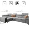 Elegantes Ecksofa mit modischer Steppung mit Schlaffunktion, Bar, USB GRECO II