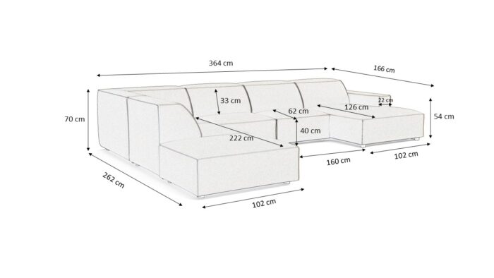 Großes modulares Sofa V California round Stoff Luna/Cruse