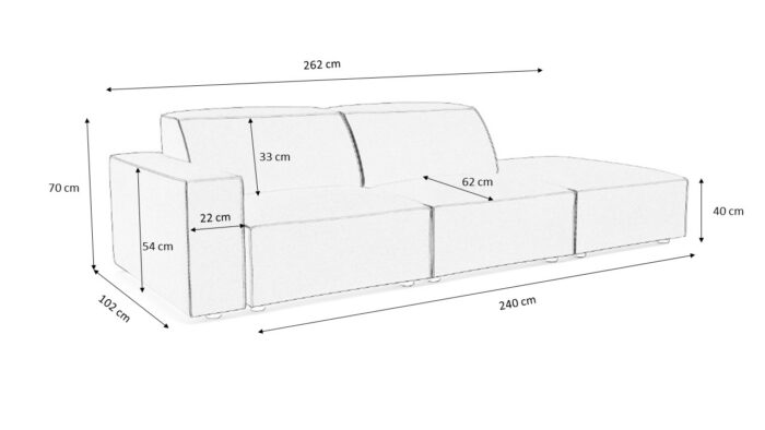 Modulares, modernes 3-Sitzer-Sofa California stoff Matt Velvet