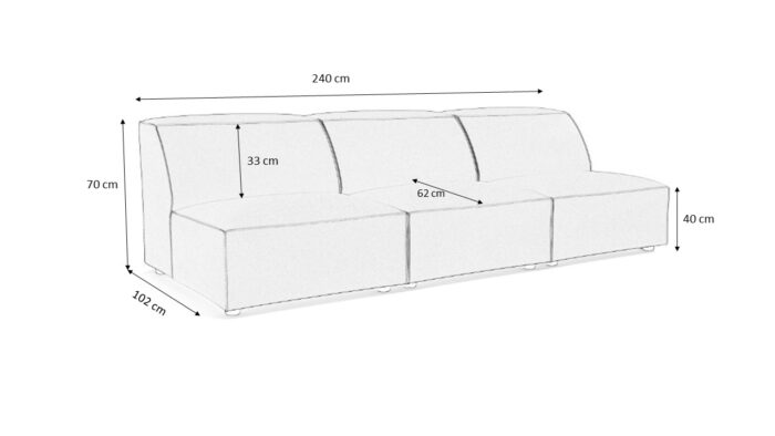 Komfortables, modulares 3-Sitzer-Sofa California