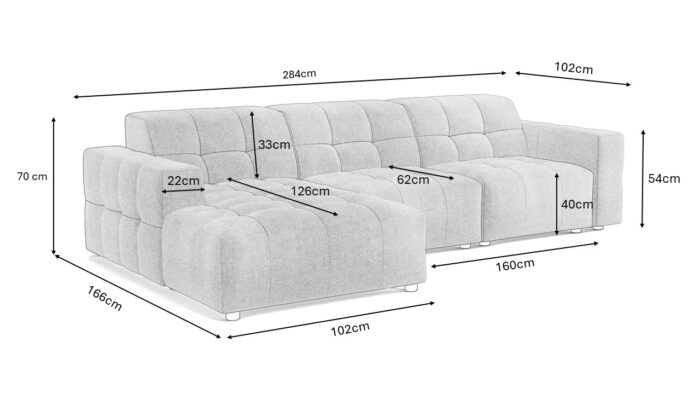 Die markante L-förmige Ecke Bergamo Stoff Megan und Bluvel