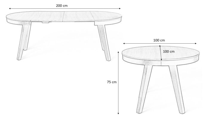 LANDE runder Klapptisch für Esszimmer, Wohnzimmer, Küche