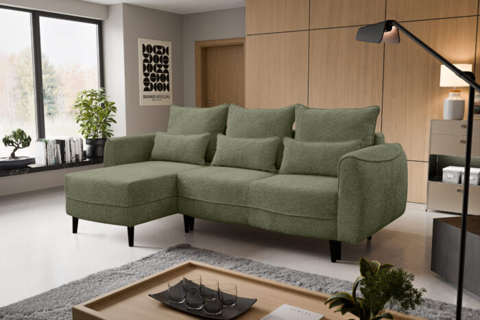 Ecksofa Selio mit Schlaffunktion und Bettzeugcontainer