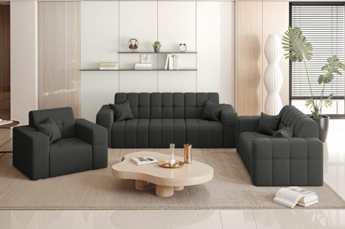 Wohnlandschaft NIMES - Sofagarnitur 3-2-1 , breite Farbpalette, Stoff Portland