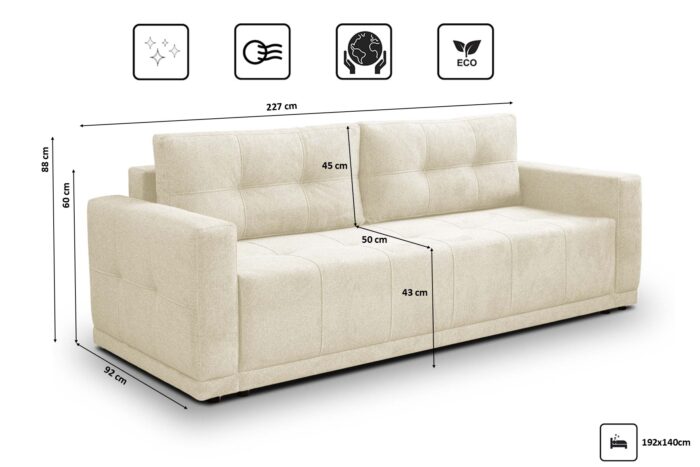 Lusso Sofa mit Schlaffunktion und Bettzeugcontainer