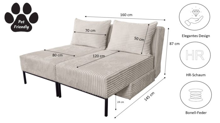 Ecksofa mit schlaffunktion, Sofa, Betten, Liegestuhl, MOOKA 4in1-Multifunktions-System, stoff Velo