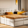 Boxspringbett mit matratze und bettkasten, Schlafbett LUDANO stoff Soro