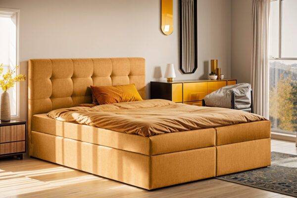 Boxspringbett mit matratze und bettkasten, Schlafbett LUDANO stoff Soro